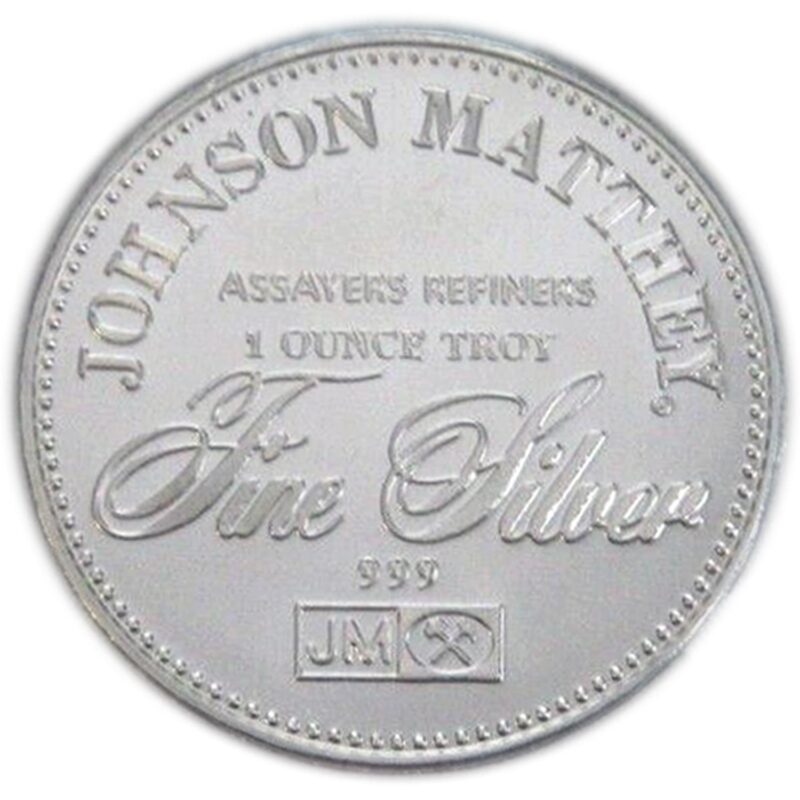 Back view of 1 oz Johnson Matthey Silver Round