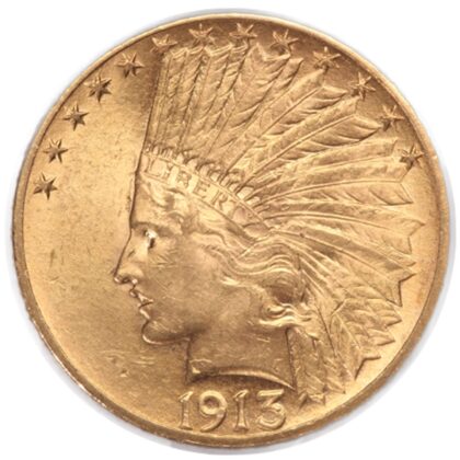 Front view of $10 Indian Head Gold Coin in Very Fine quality