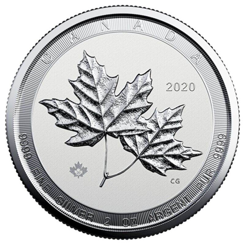Royal Canadian Mint 2 oz Silver Maple - Reverse