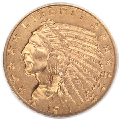 Front view of $5 Indian Head Gold Coin in Very Fine quality