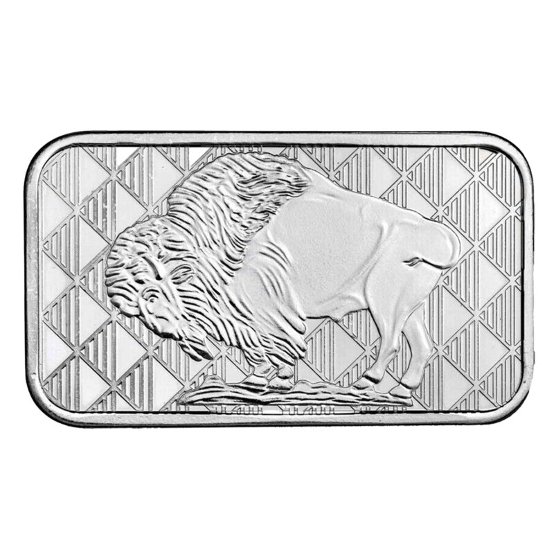 Reverse of 1oz Silver Buffalo Bar