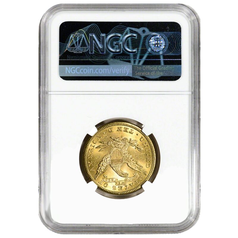 US $10 Gold Liberty Eagle Coin Reverse - NGC MS 63
