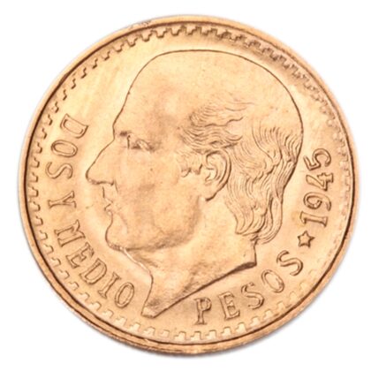 Front view of the 2.5 Peso Gold Coin