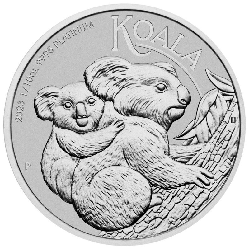 Reverse view of Australian Koala 2023 1/10oz Platinum Bullion Coin