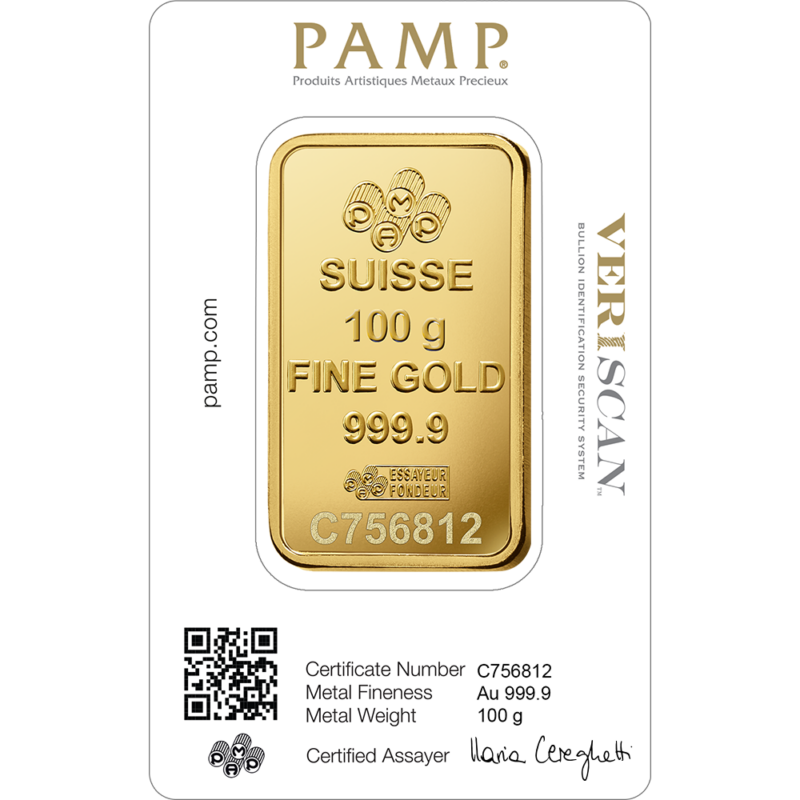 100g PAMP Gold Fortuna Bar - Image 2