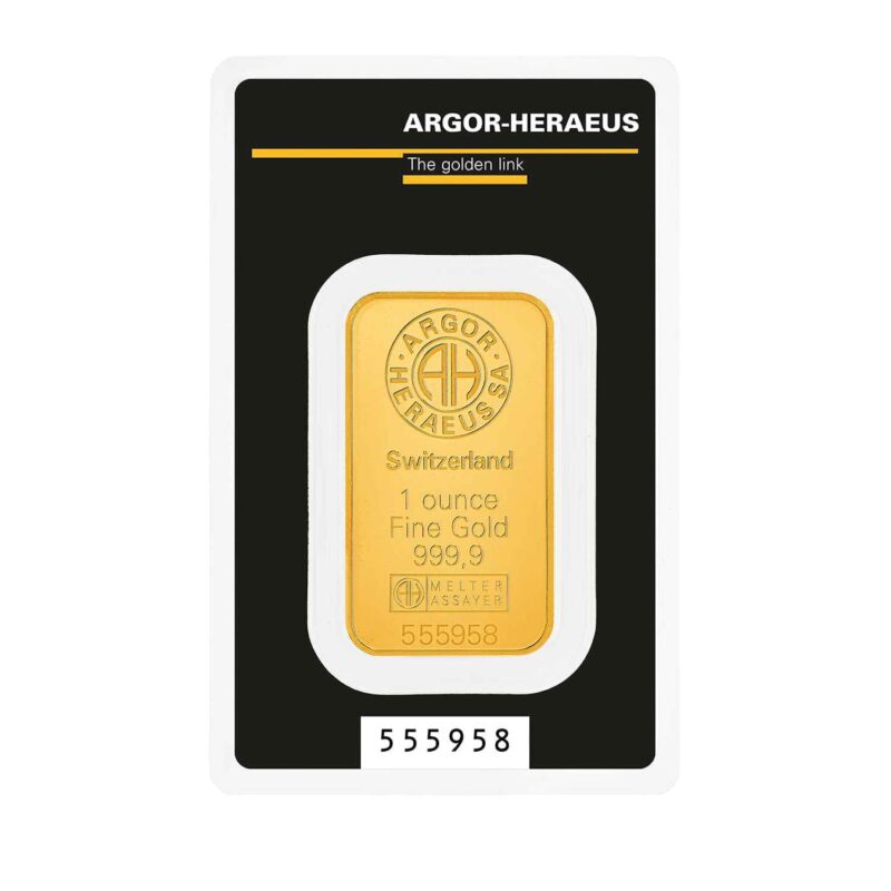 1 OUNCE GOLD BAR ARGOR-HERAEUS KINEBAR