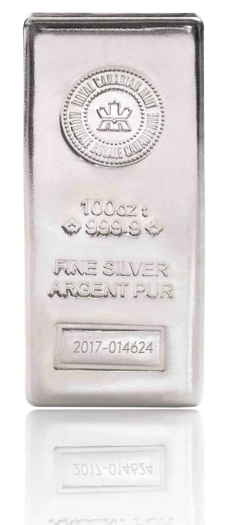 100 OUNCE ROYAL CANADIAN MINT SILVER BAR NEW STYLE