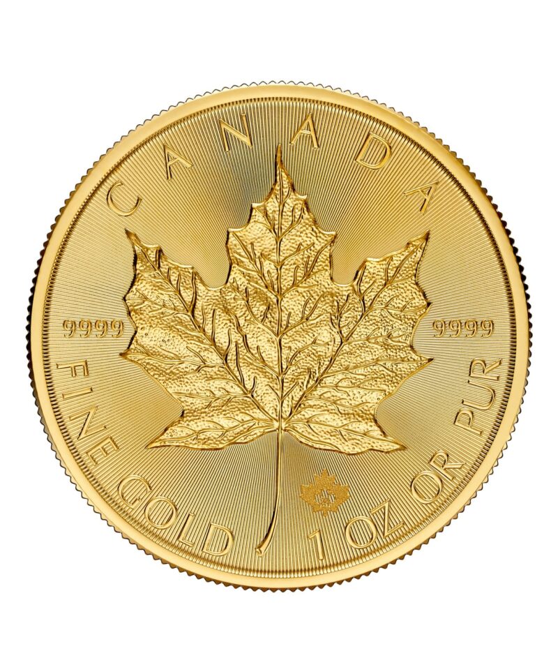 Reverse of 1 oz Gold Maple Leaf 2024 with Maple Leaf Design