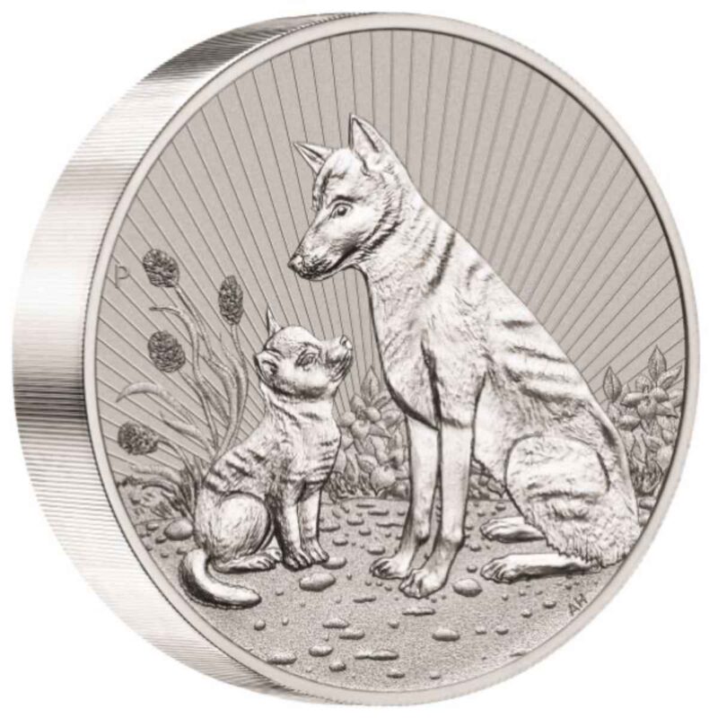 10 OZ PIEDFORT AUSTRALIAN SILVER DINGO MOTHER AND BABY 2022 - Image 2
