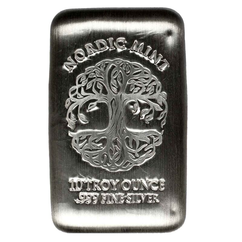10 OUNCE SILVER BAR NORDIC MINT TREE