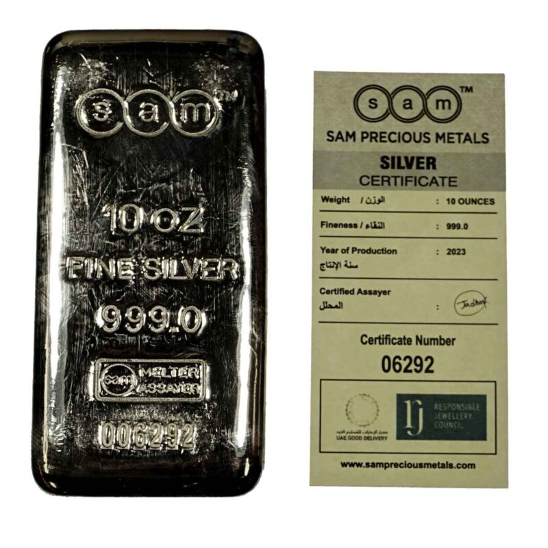 10 OUNCE SILVER BAR SAM PRECIOUS METALS - Image 2