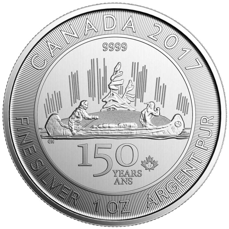 1 OUNCE CANADIAN SILVER MAPLE 150TH ANNIVERSARY - Image 2