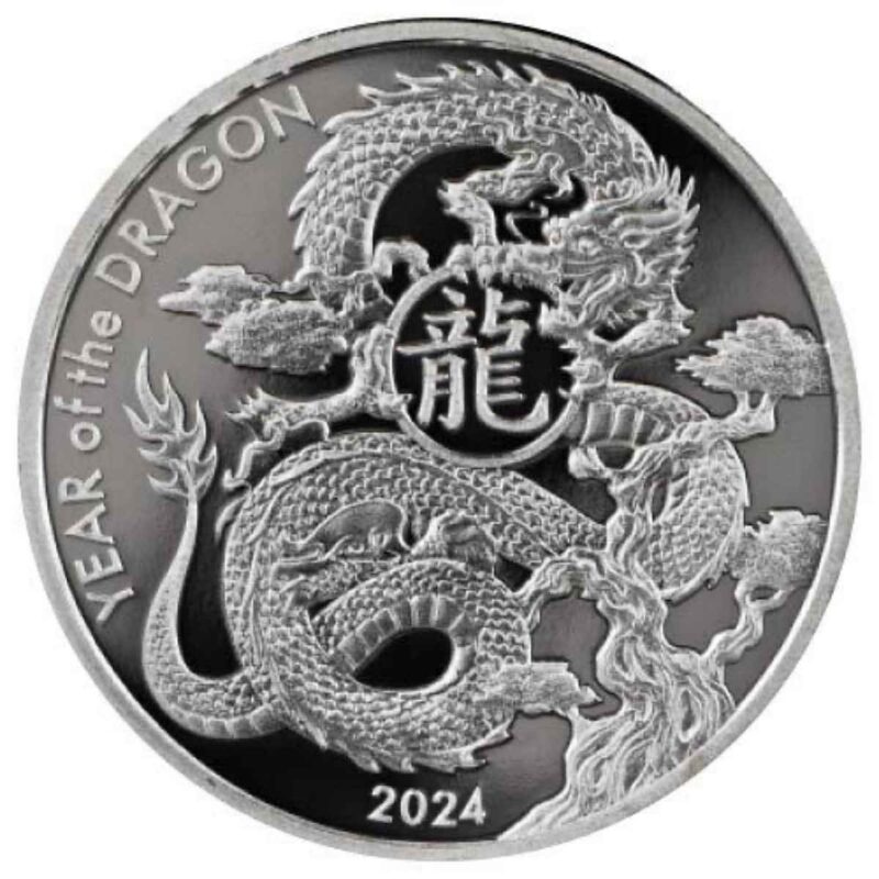 1 OUNCE SILVER ASAHI LUNAR DRAGON ROUND