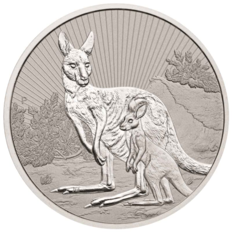 2 OZ PIEDFORT AUSTRALIAN SILVER KANGAROO MOTHER AND BABY 2023
