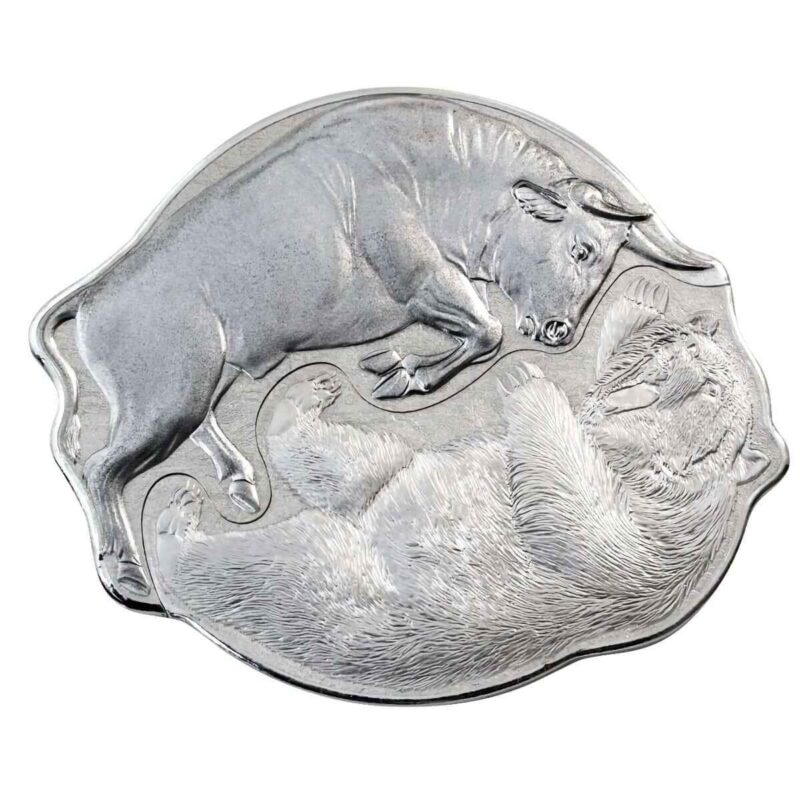2 x 1 OZ SILVER 2 COIN SET BULL V BEAR