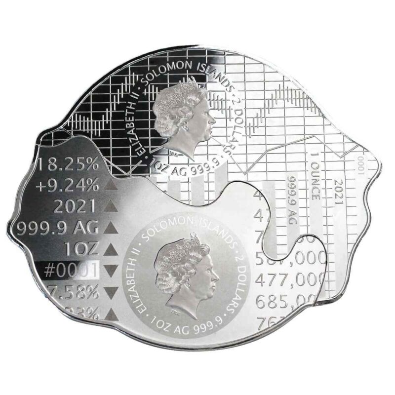2 x 1 OZ SILVER 2 COIN SET BULL V BEAR - Image 2
