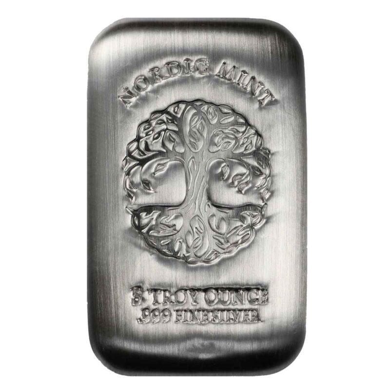 5 OUNCE SILVER BAR NORDIC MINT TREE