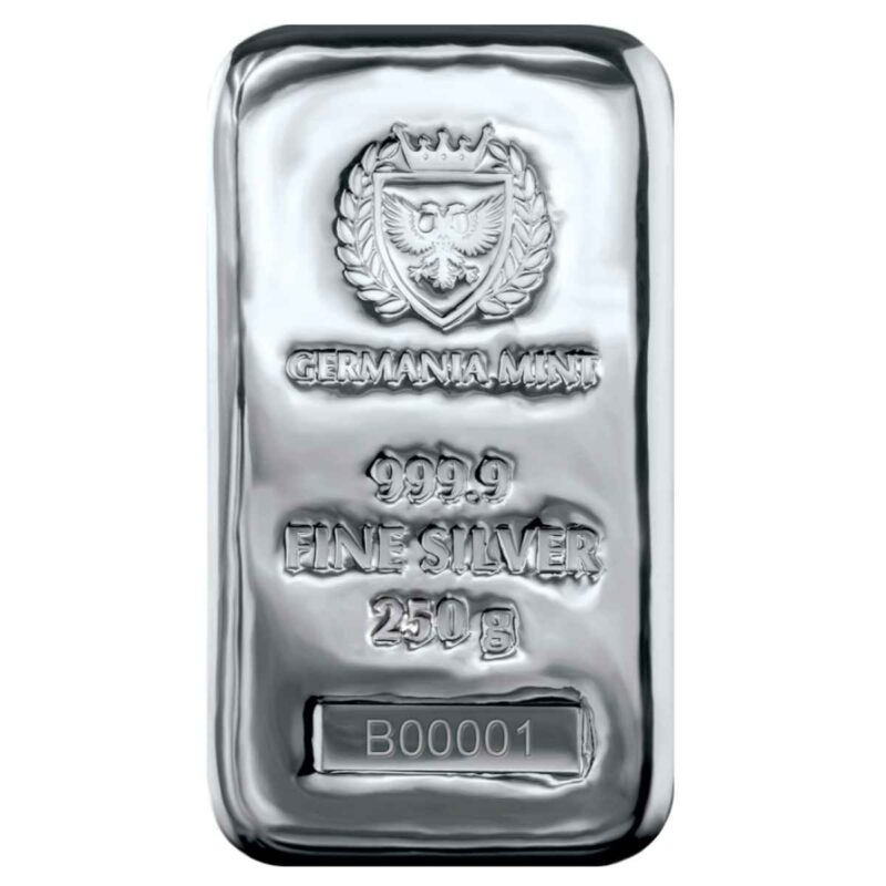 250 GRAM SILVER BAR GERMANIA MINT