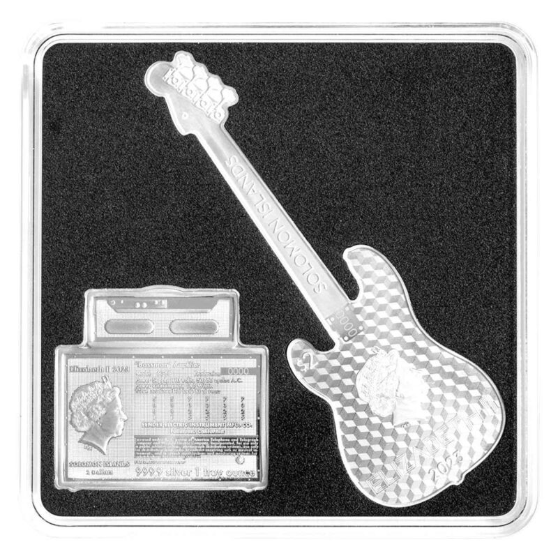 2 x 1 OUNCE PRECISION BASS GUITAR AND BASSMAN AMP COIN SET - Image 4