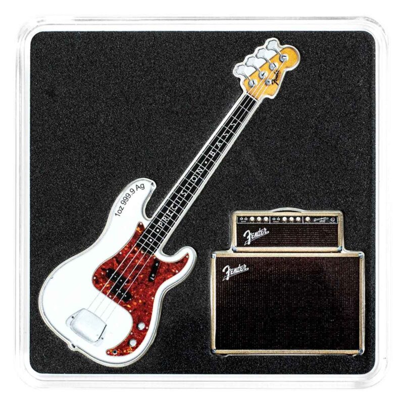 2 x 1 OUNCE PRECISION BASS GUITAR AND BASSMAN AMP COIN SET - Image 3