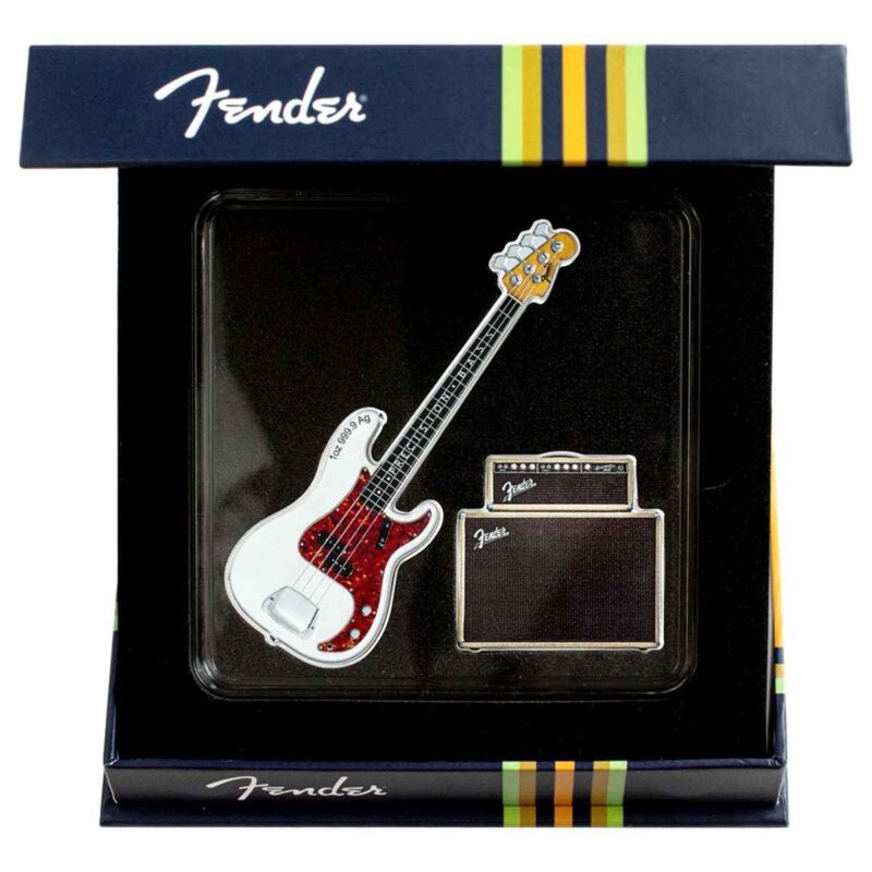 2 x 1 OUNCE PRECISION BASS GUITAR AND BASSMAN AMP COIN SET - Image 2