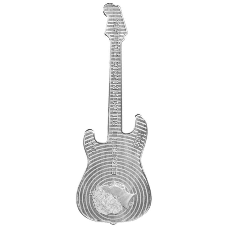 1 OUNCE SILVER FENDER STRATOCASTER DAPHENE BLUE 2023 - Image 3