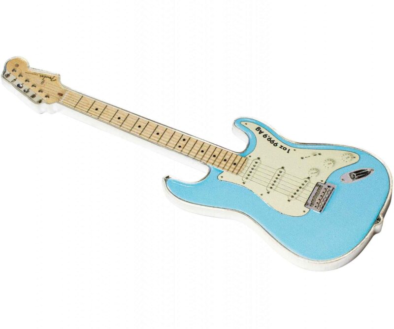 1 OUNCE SILVER FENDER STRATOCASTER DAPHENE BLUE 2023 - Image 4