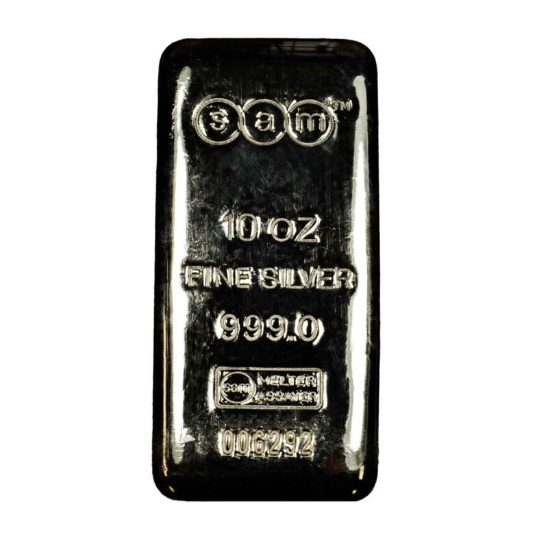 10 OUNCE SILVER BAR SAM PRECIOUS METALS