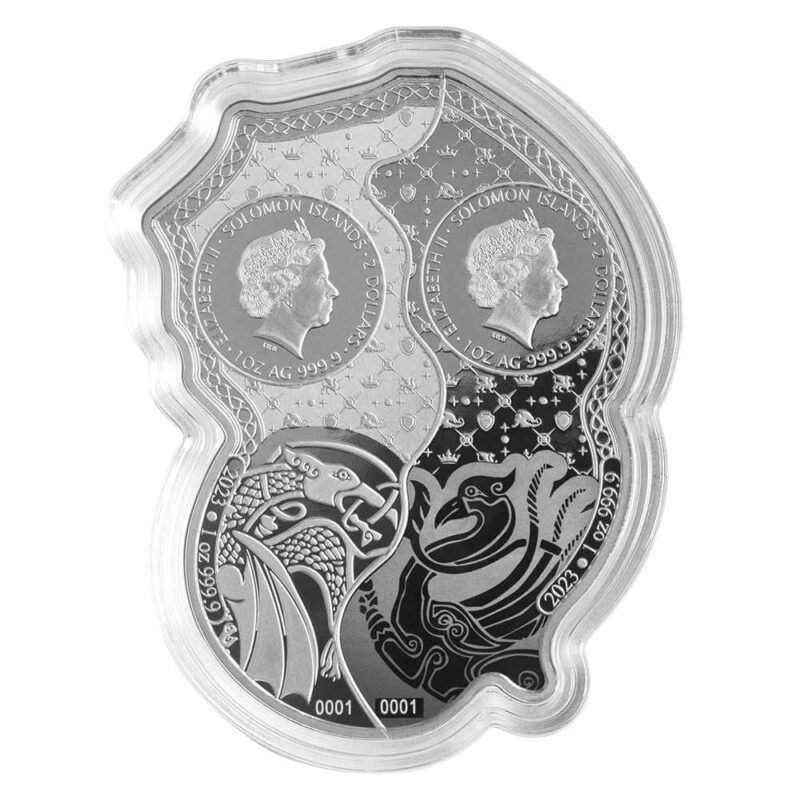 2 x 1 OUNCE SILVER 2 COIN SET PHOENIX vs DRAGON - Image 4