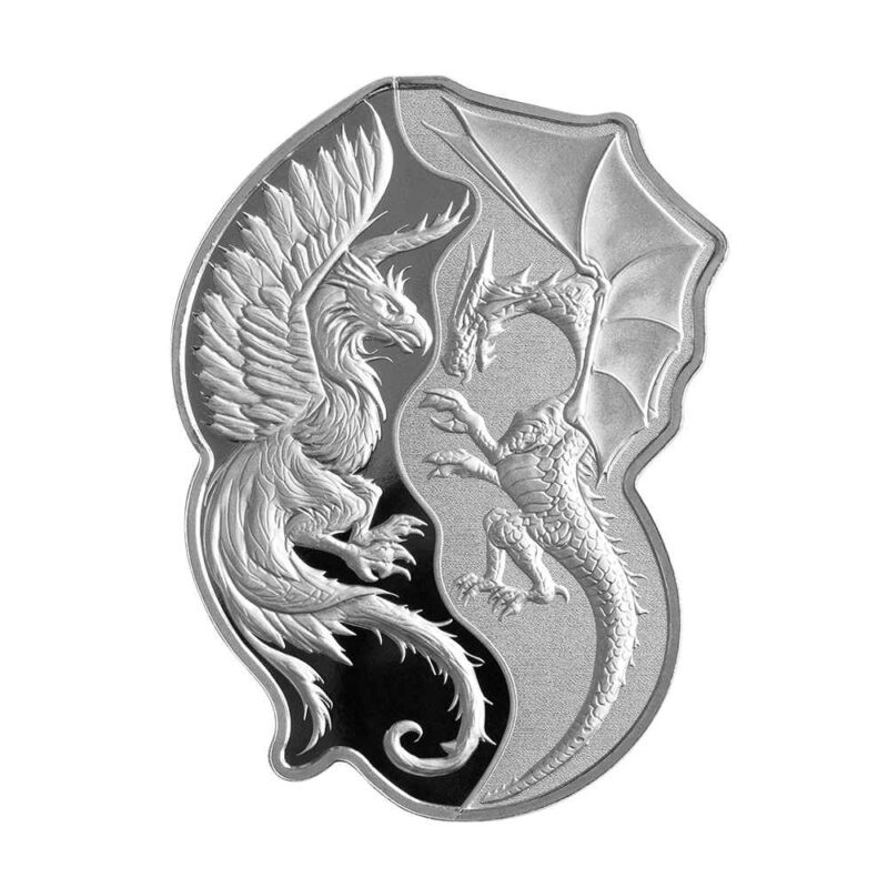 2 x 1 OUNCE SILVER 2 COIN SET PHOENIX vs DRAGON - Image 3