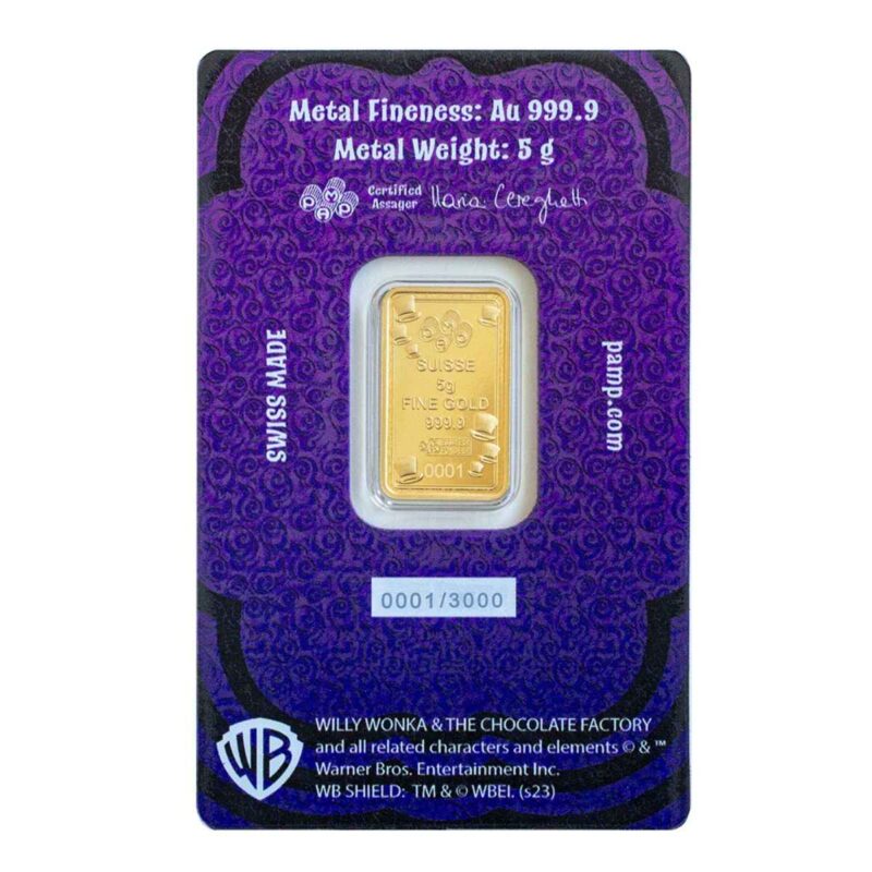 5 GRAM GOLD PAMP WILLY WONKA GOLDEN TICKET BAR - Image 2