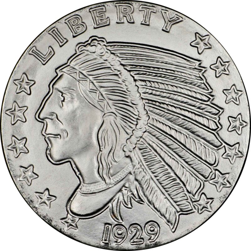 1 OUNCE SILVER ROUND INCUSE INDIAN