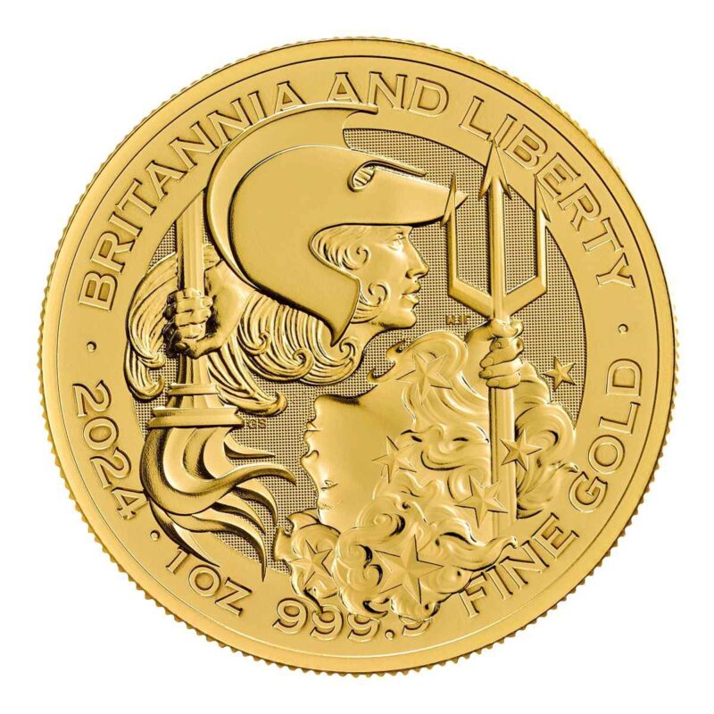 1 OUNCE GOLD BRITANNIA  AND LIBERTY COIN ROYAL MINT 2024