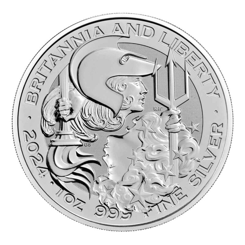 1 OUNCE SILVER BRITANNIA  AND LIBERTY COIN ROYAL MINT 2024