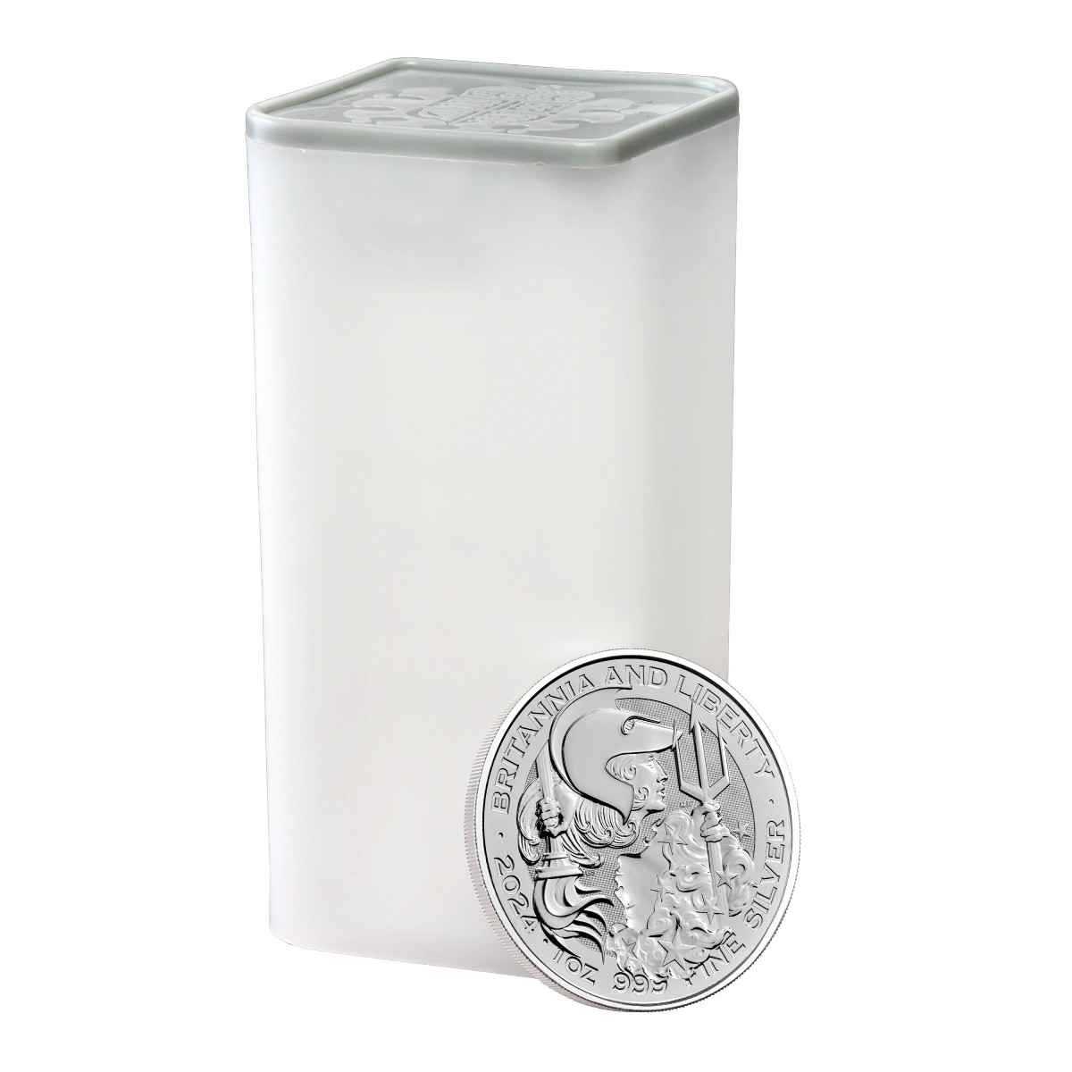 1 OUNCE SILVER BRITANNIA  AND LIBERTY COIN ROYAL MINT 2024 - Image 4