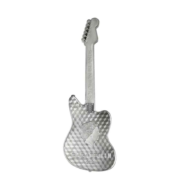 1 OUNCE SILVER FENDER JAGUAR GUITAR 2024 - Image 6