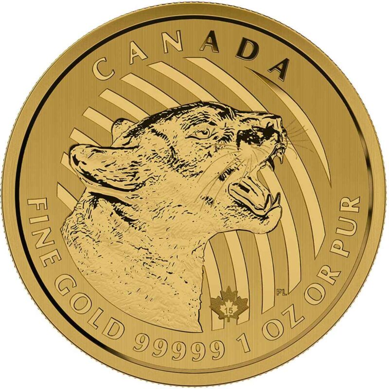 1 OUNCE GOLD CANADIAN GROWLING COUGAR - Image 2