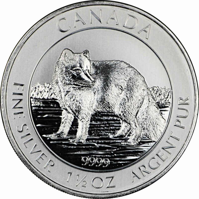 1 1/2 OUNCE SILVER CANADIAN ARTIC FOX 2014