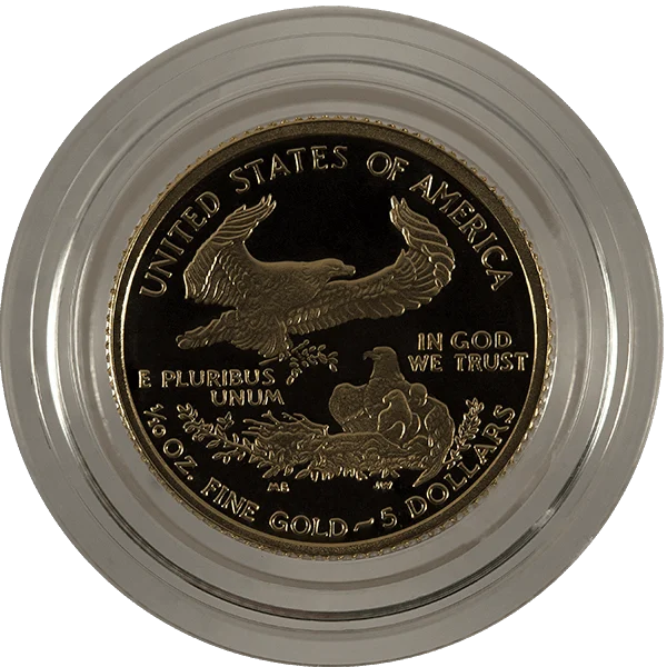 1/10 Ounce Proof Gold Eagle Cap/Slab (reverse)