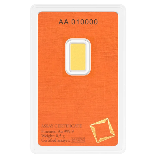 1/2 Gram Gold Valcambi Bar (reverse)