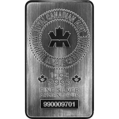 10 Ounce Royal Canadian Mint Silver Bar (obverse)