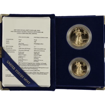 2 Piece Proof Gold Eagle Set (obverse)