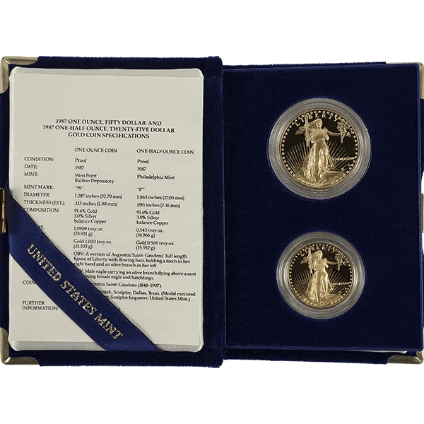 2 Piece Proof Gold Eagle Set (obverse)