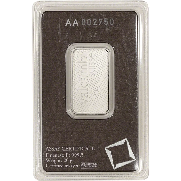 20 Gram Platinum Bar (reverse)