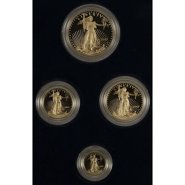 4 Piece Proof Gold Eagle Set (reverse)