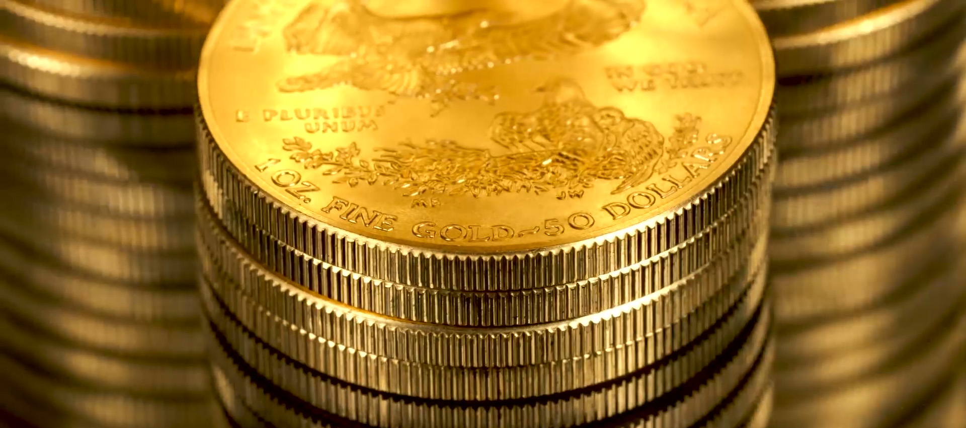 Stack of 1 oz American Gold Eagle coins