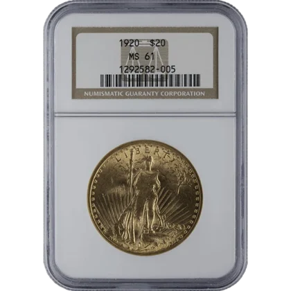 Ms61 $20 Saint Gaudens (obverse)