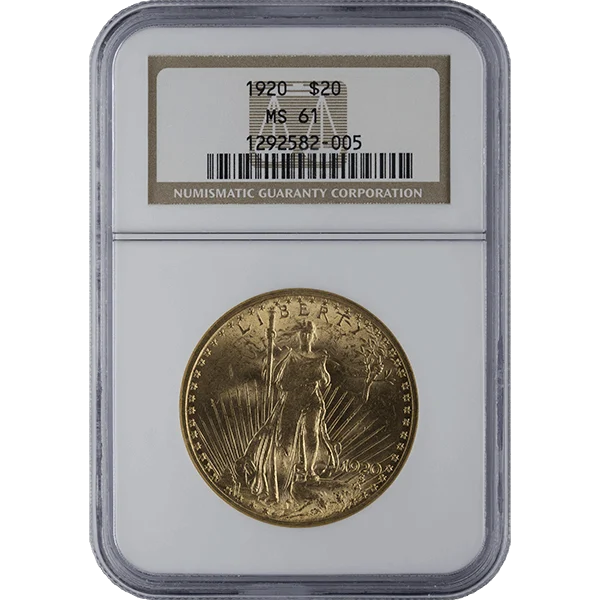 Ms61 $20 Saint Gaudens (obverse)