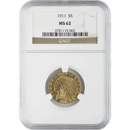 Ms62 $5 Indian (obverse)