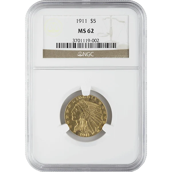 Ms62 $5 Indian (obverse)